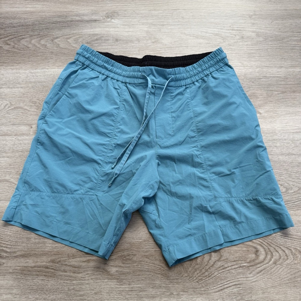 Lululemon Bowline Shorts Mens Large Blue 8'' Drawstring Elastic Pockets